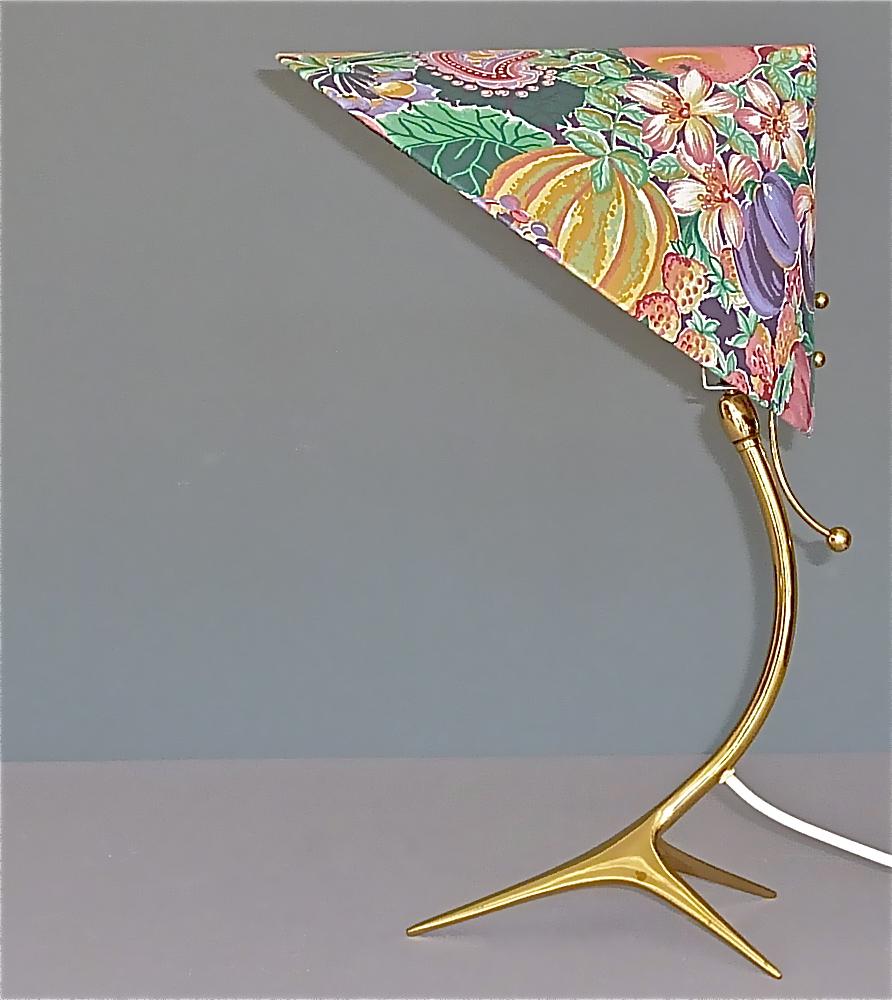 Organic Tripod Brass Table Lamp Flower Shade Josef Frank Style 1950 For Sale 6