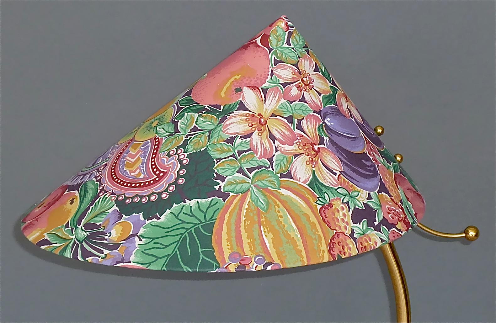 German Organic Tripod Brass Table Lamp Flower Shade Josef Frank Style 1950 For Sale