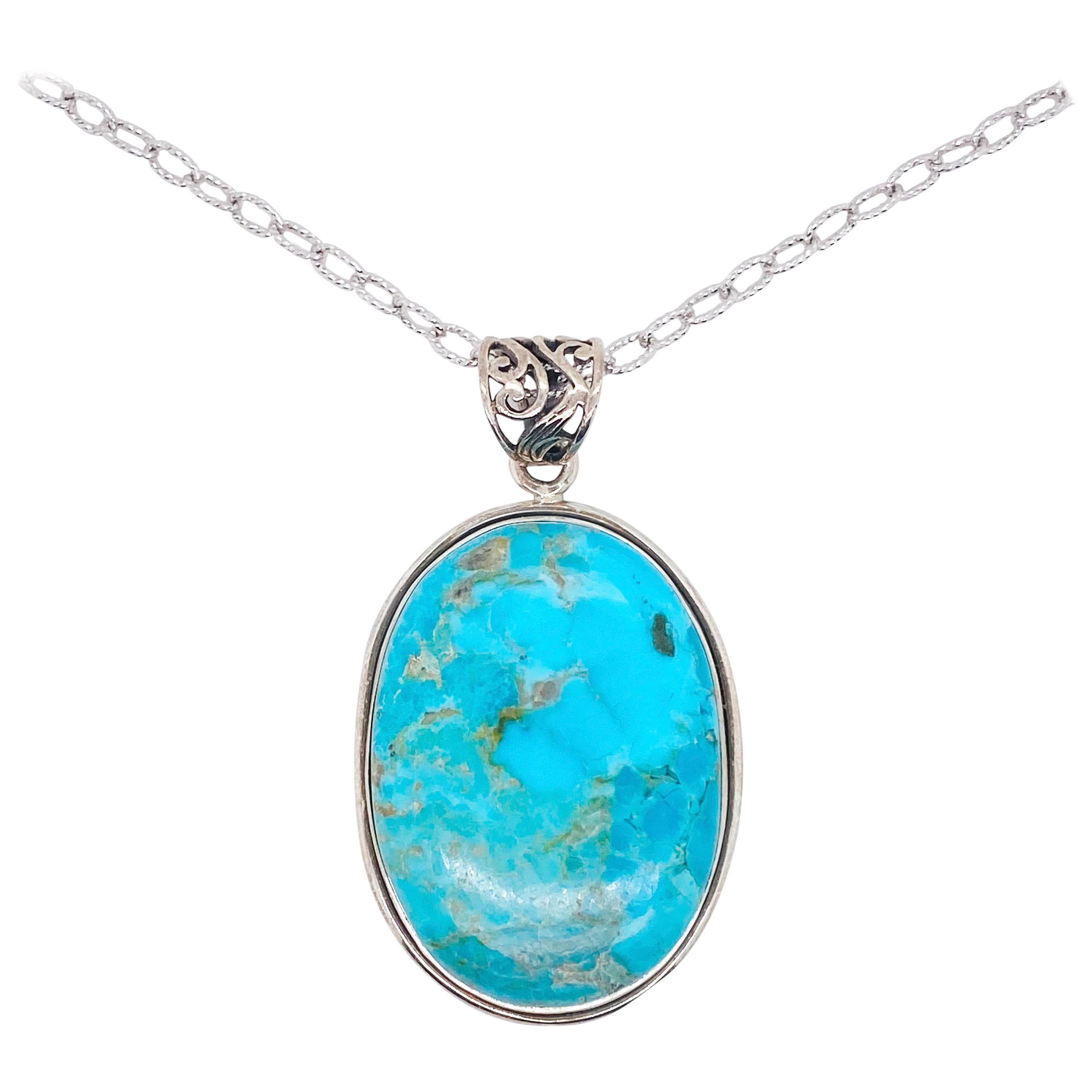 Southwestern Abstract Pendant with Large Bail Turquoise-like Natural Stone