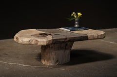 Japanese Two-Tone Coffee Table, Wood Construction, Organic Design