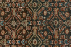 Organic Village Pattern Brown Blue Runner
