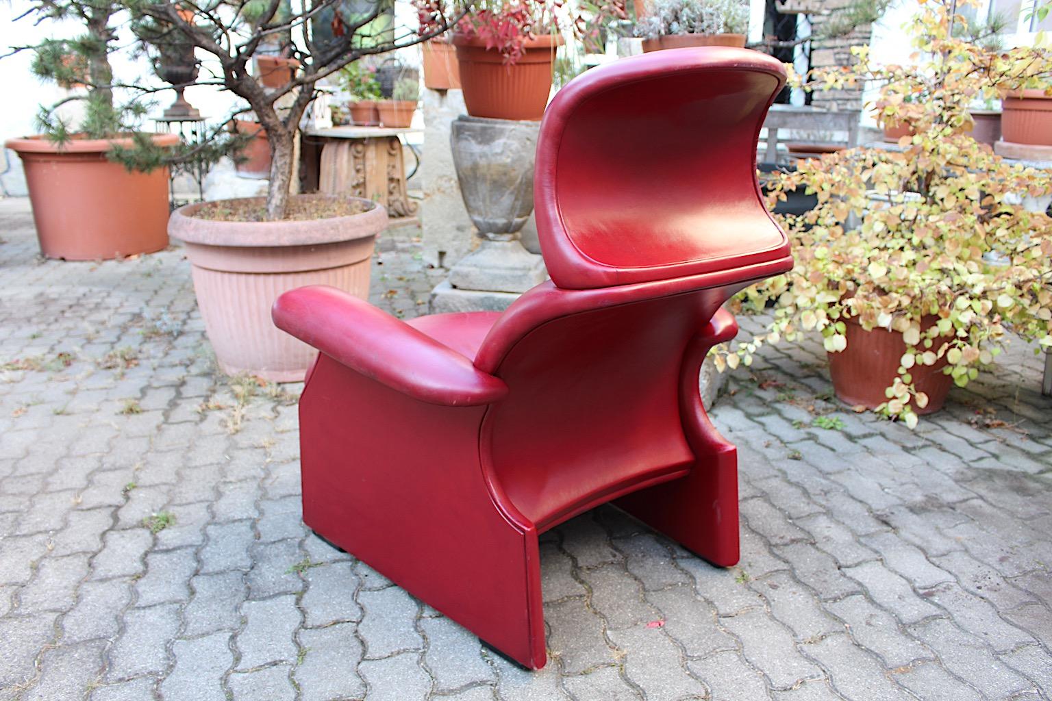 Organic Vintage Sculptural Red Lounge Chair by Achille & Piero Castiglioni 1960s For Sale 8