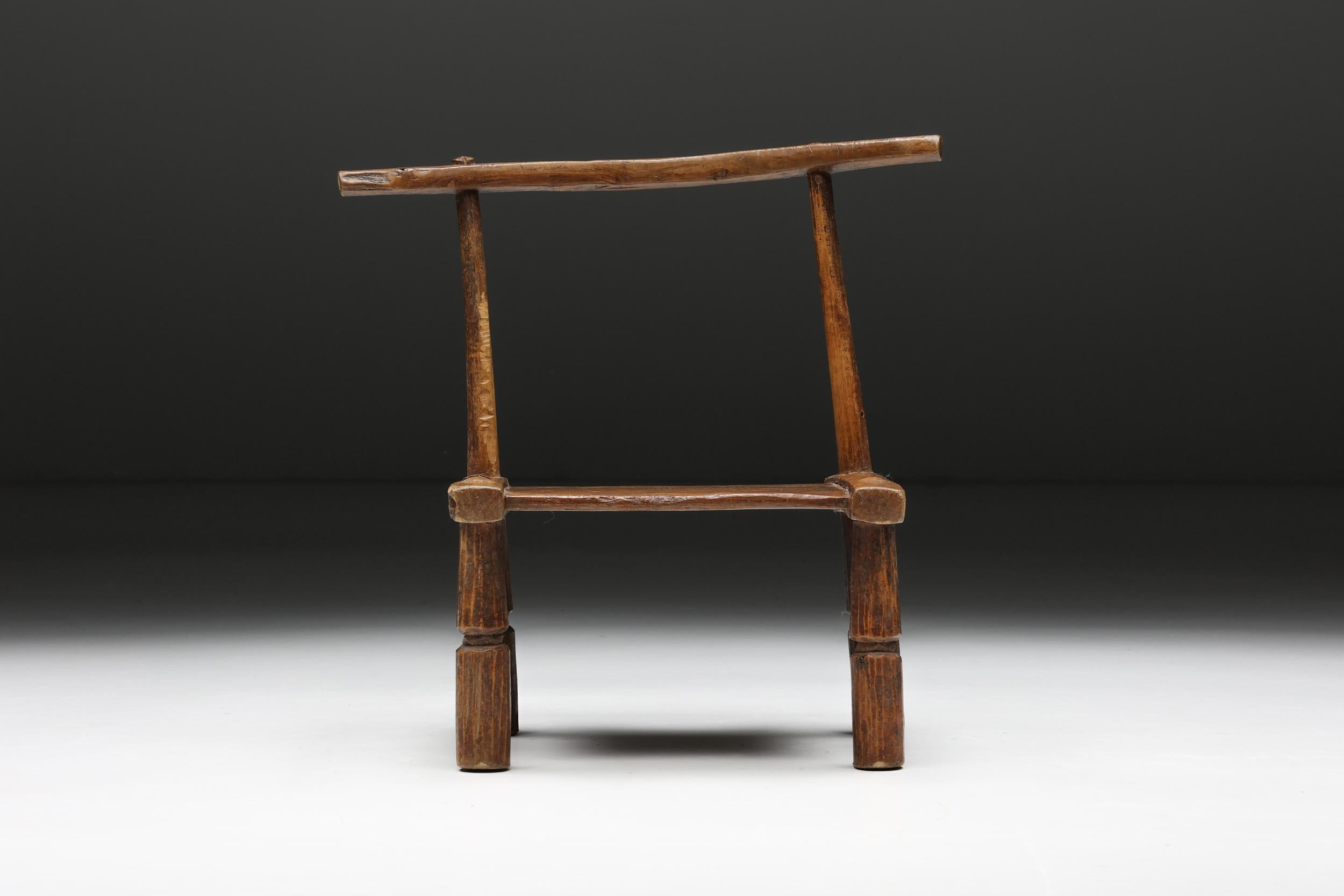 Rustic Organic Wabi-Sabi Chair, France, 20th Century For Sale