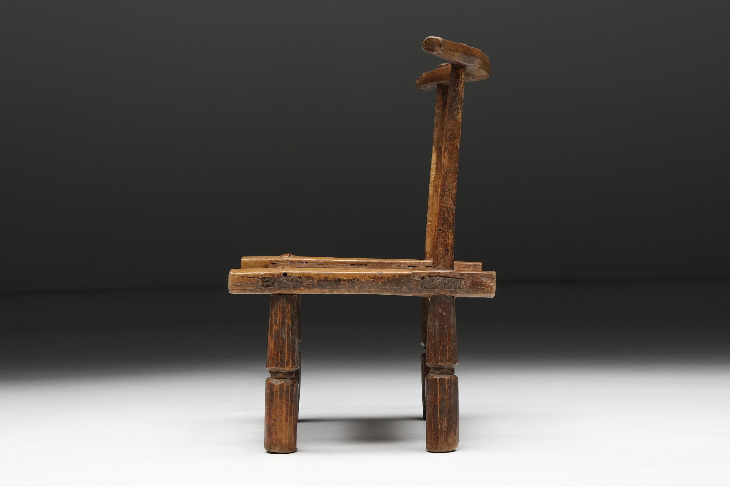 Wood Organic Wabi-Sabi Chair, France, 20th Century For Sale
