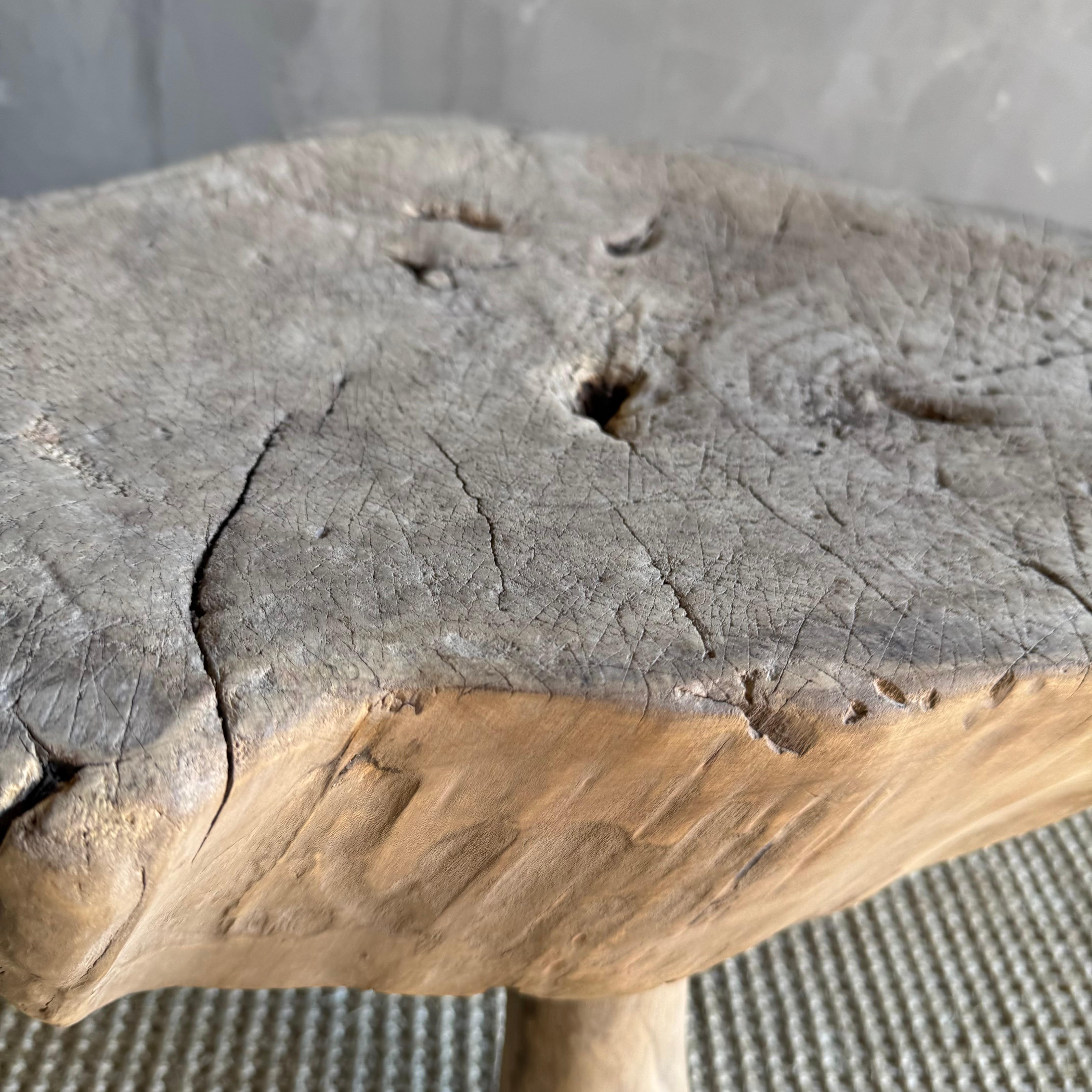 20th Century Organic Wabi Sabi Elm Wood Slice Stump Table