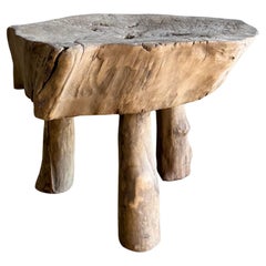 Organic Wabi Sabi Elm Wood Slice Stump Table