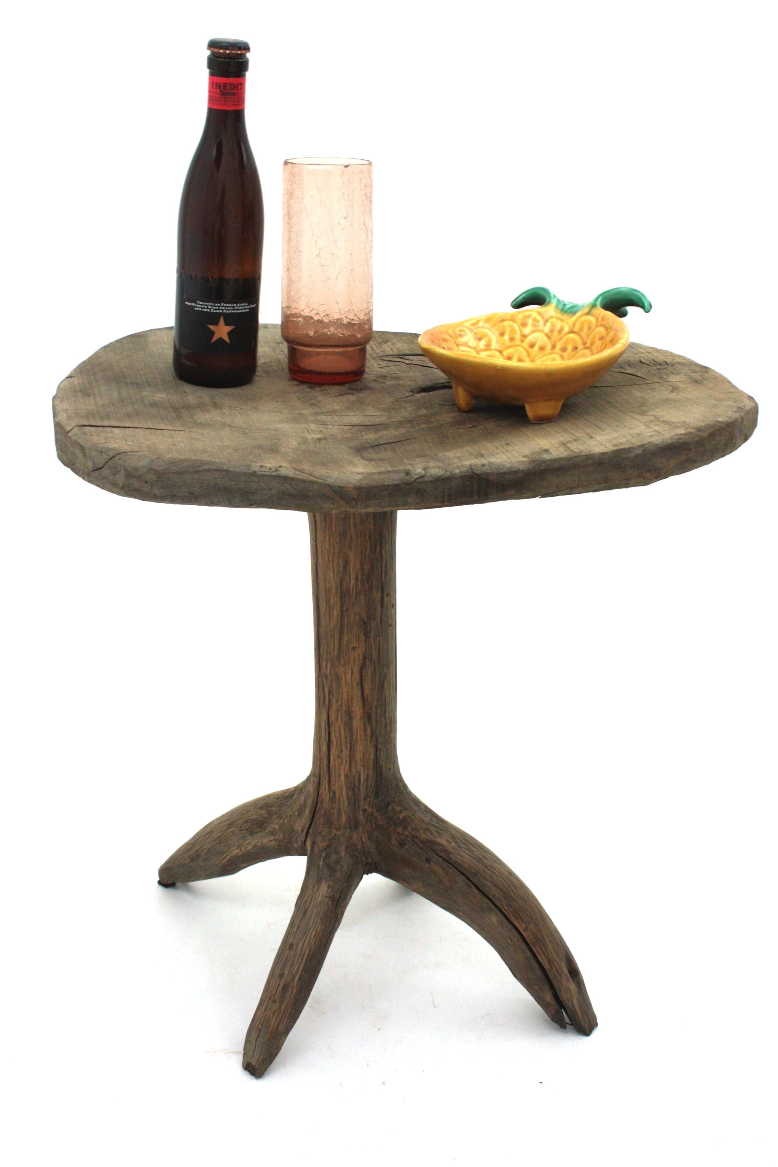 Organic Wabi Sabi Rustic Side Table, 1950s  For Sale 8