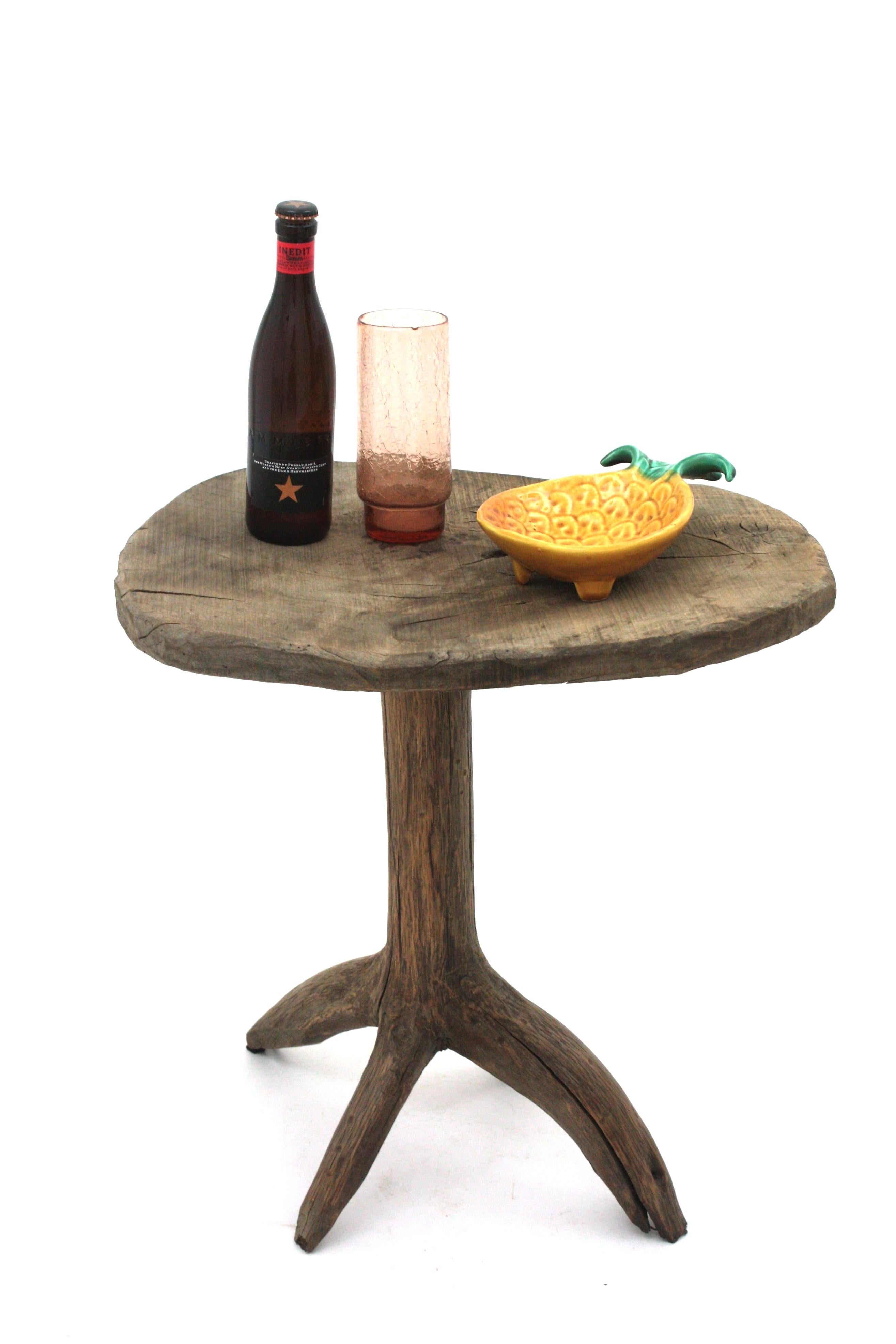 Brutalist Organic Wabi Sabi Rustic Side Table, 1950s  For Sale