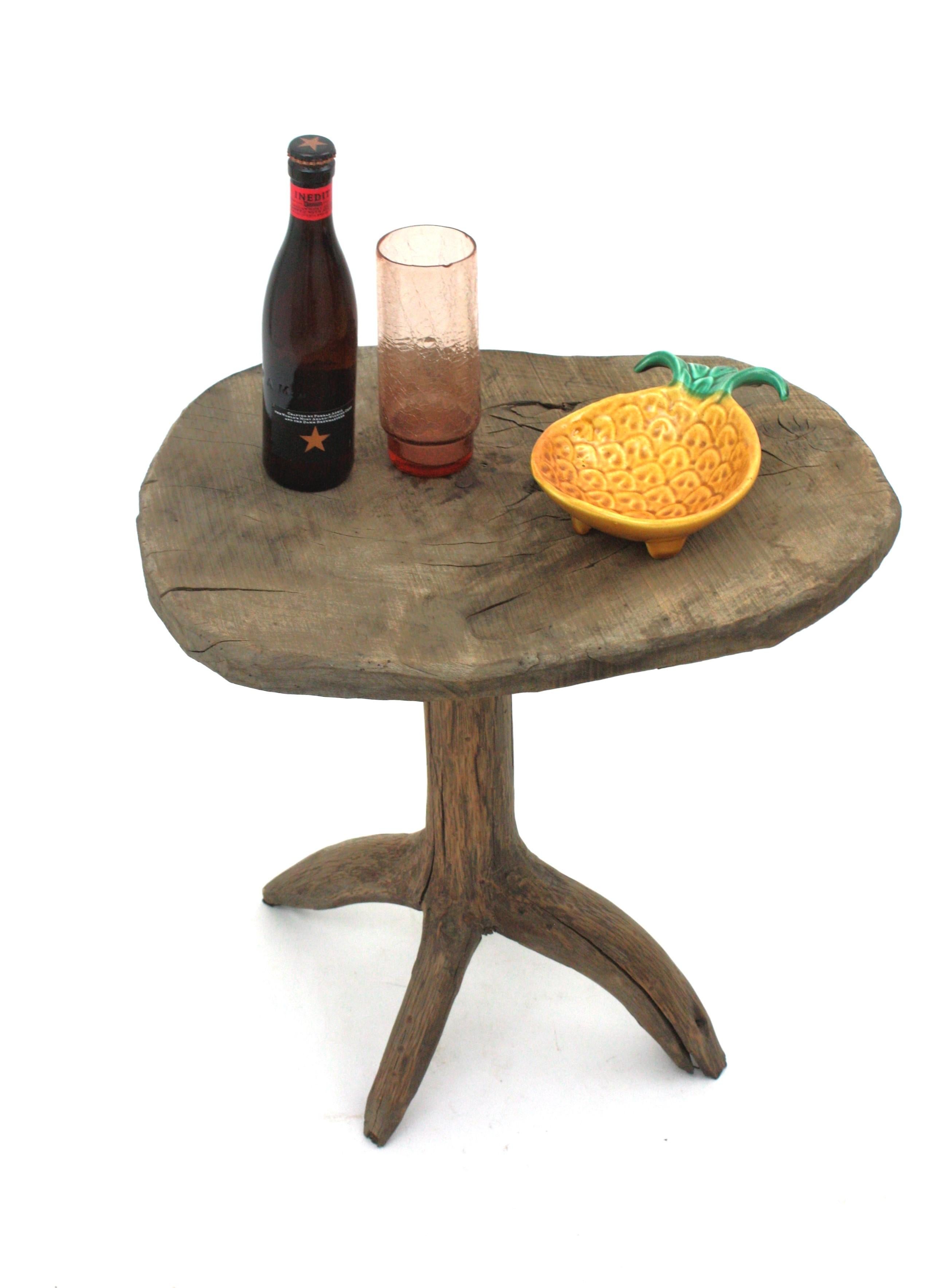 20th Century Organic Wabi Sabi Rustic Side Table, 1950s  For Sale