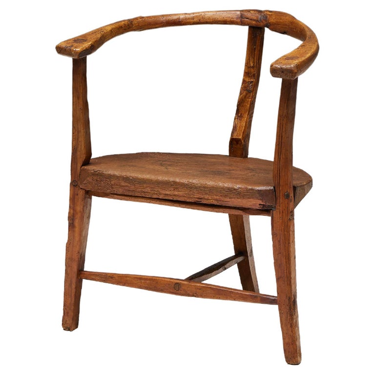 Organic Wabi Sabi Tripod Chair, France, 1940s at 1stDibs