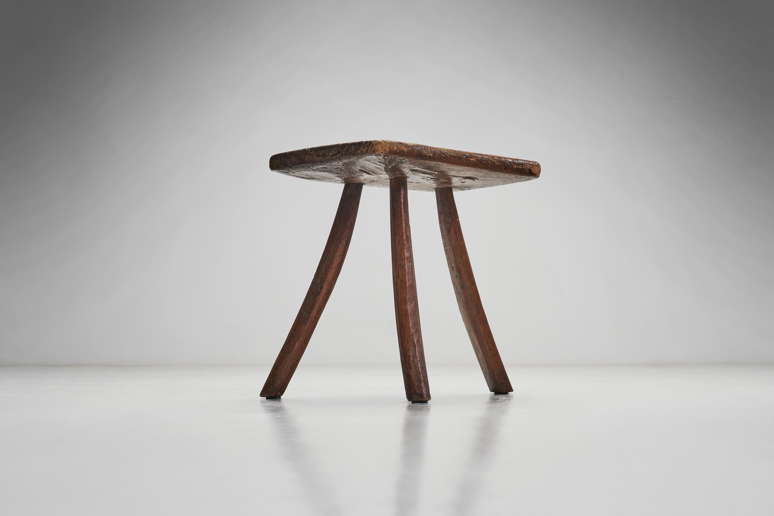 Organic Wabi Sabi Tripod Stool, Europe First Half of the 20th Century 4