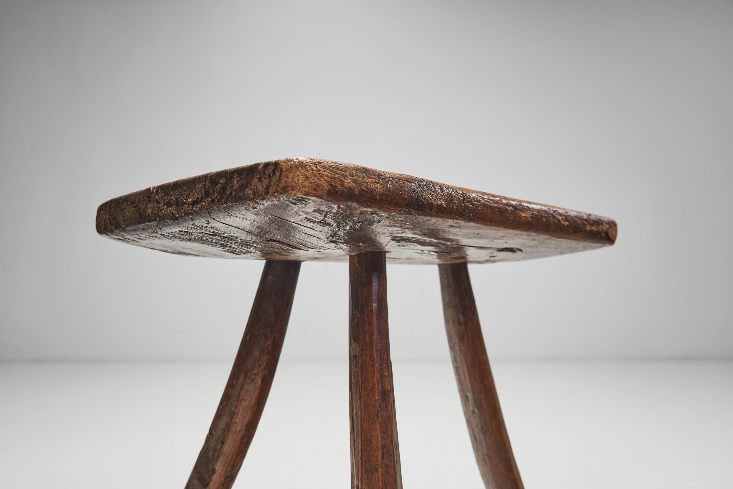 Organic Wabi Sabi Tripod Stool, Europe First Half of the 20th Century 6