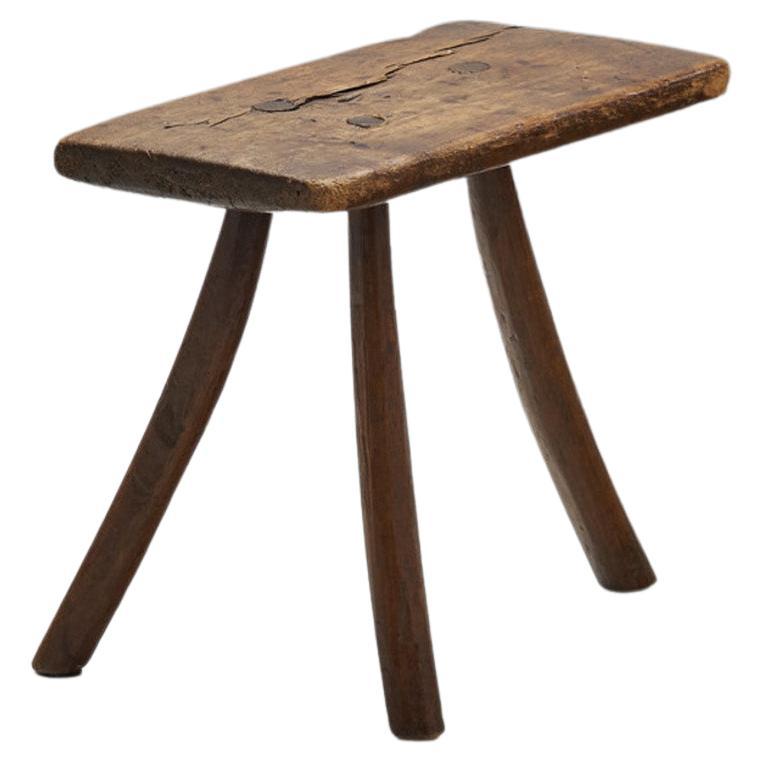 Organic Wabi Sabi Tripod Stool, Europe First Half of the 20th Century