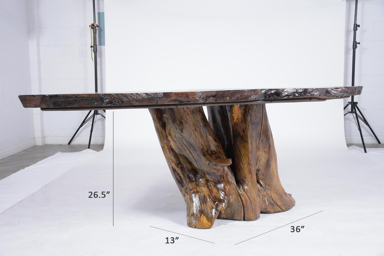Américain Organic Modern Table de salle à manger Roots sculpturale avec plateau en dalles de noyer massif en vente