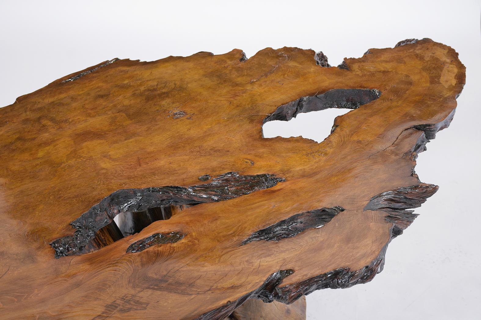 Organic Modern Sculptural Root Dining Table with Solid Walnut Slab Top In Good Condition For Sale In Los Angeles, CA