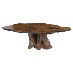 Organic Modern Sculptural Root Dining Table with Solid Walnut Slab Top