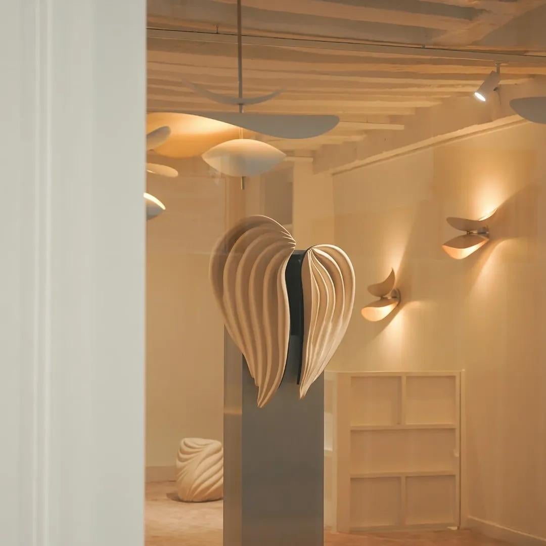 Organic Wave Form Sculptural Soft Beige Ceramic Sconce by Elsa Foulon For Sale 13