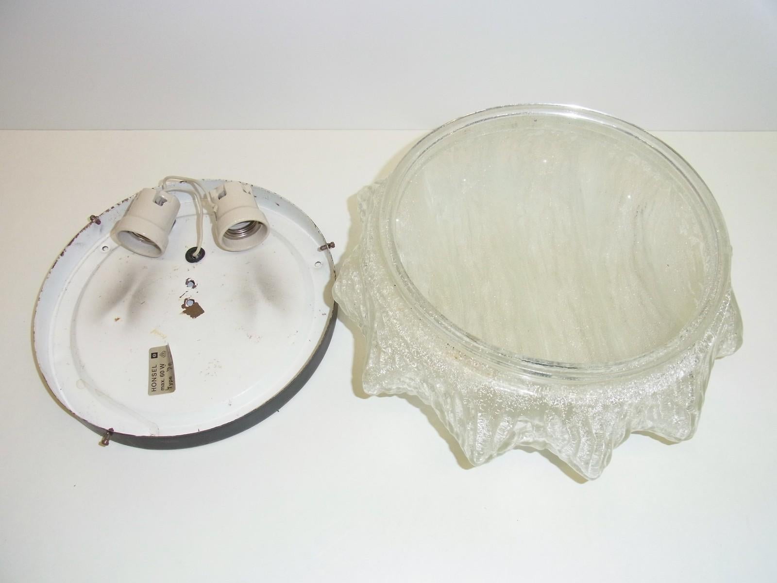 Organic Wave Pattern Glass Flush Mount or Sconce, Germany, 1970s For Sale 6