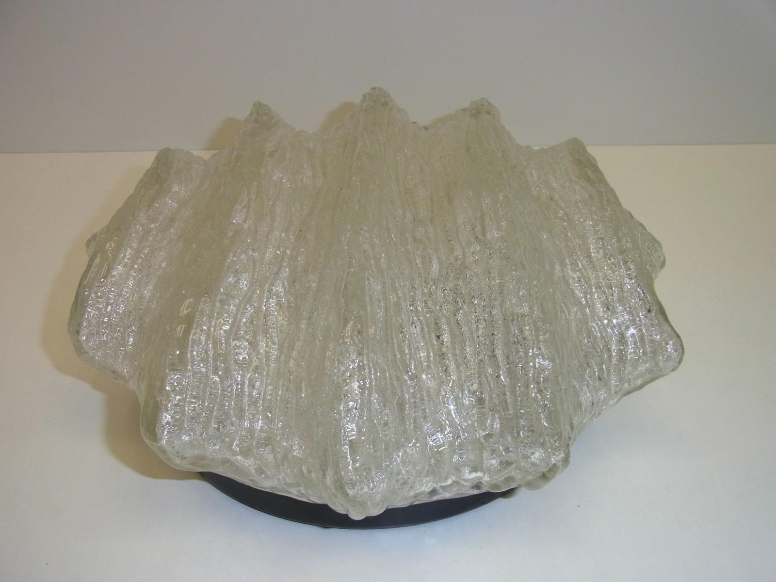 Organic Wave Pattern Glass Flush Mount or Sconce, Germany, 1970s For Sale 3