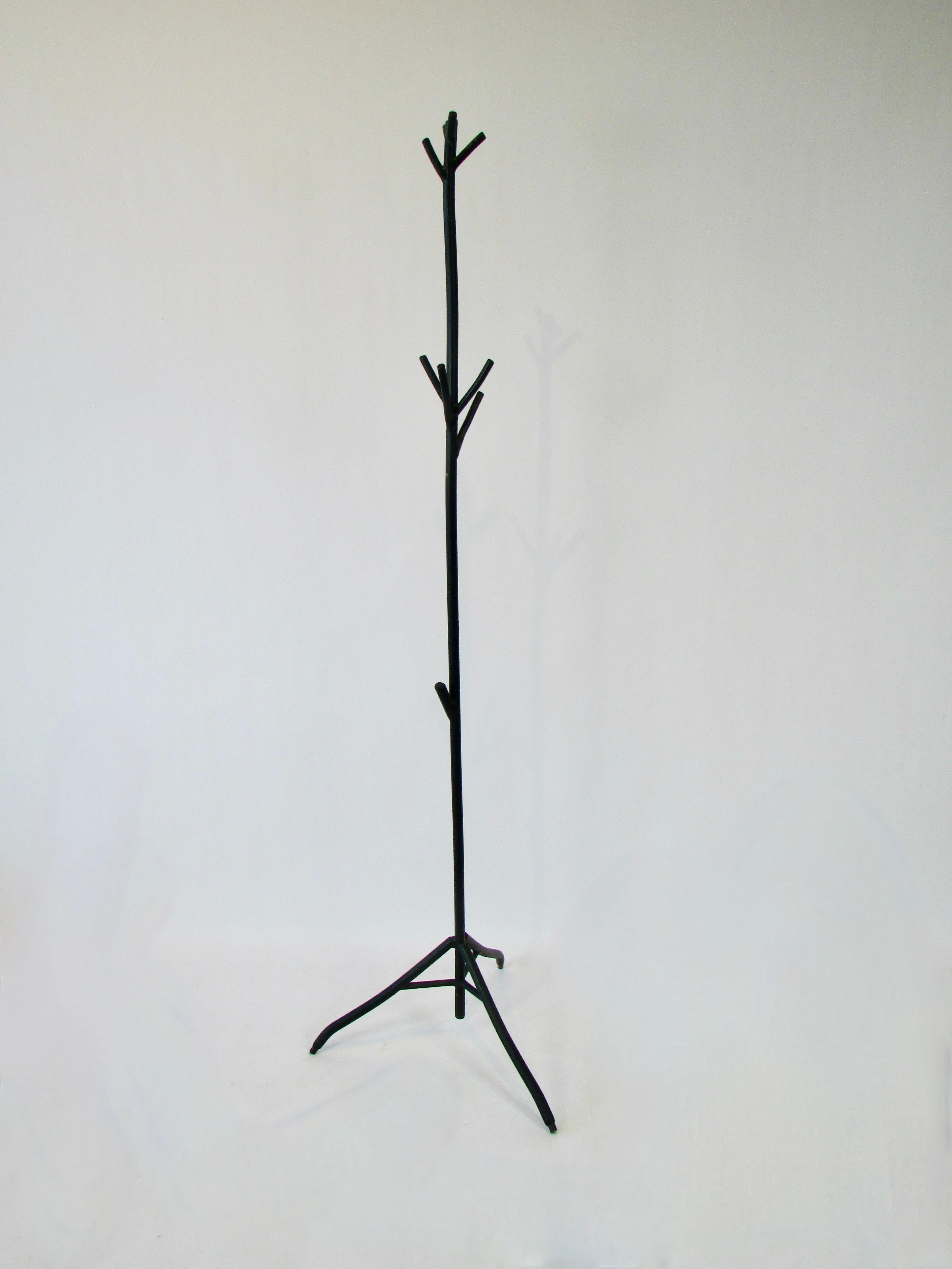 Organic Modern Organic Welded Wrought Iron Tree Branch Sculptural Hat or Coat Rack For Sale