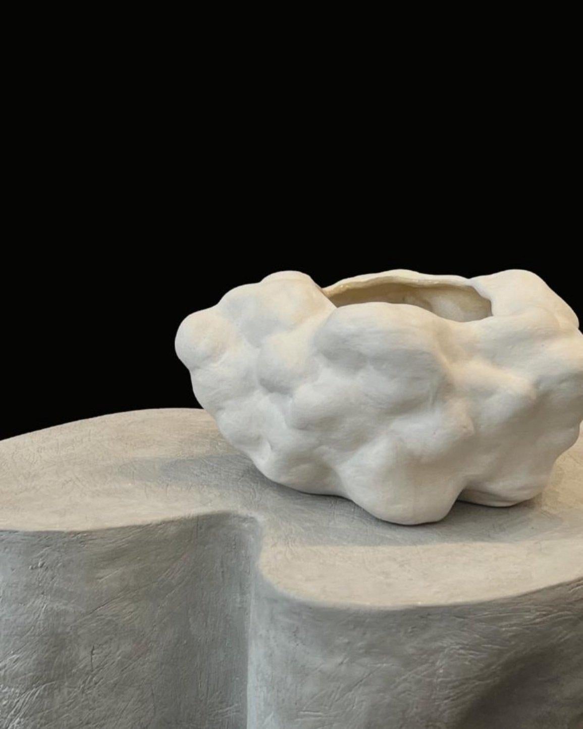 Post-Modern Organic White Ceramic Cloud Vessel by Hanna Englund Ceramics For Sale
