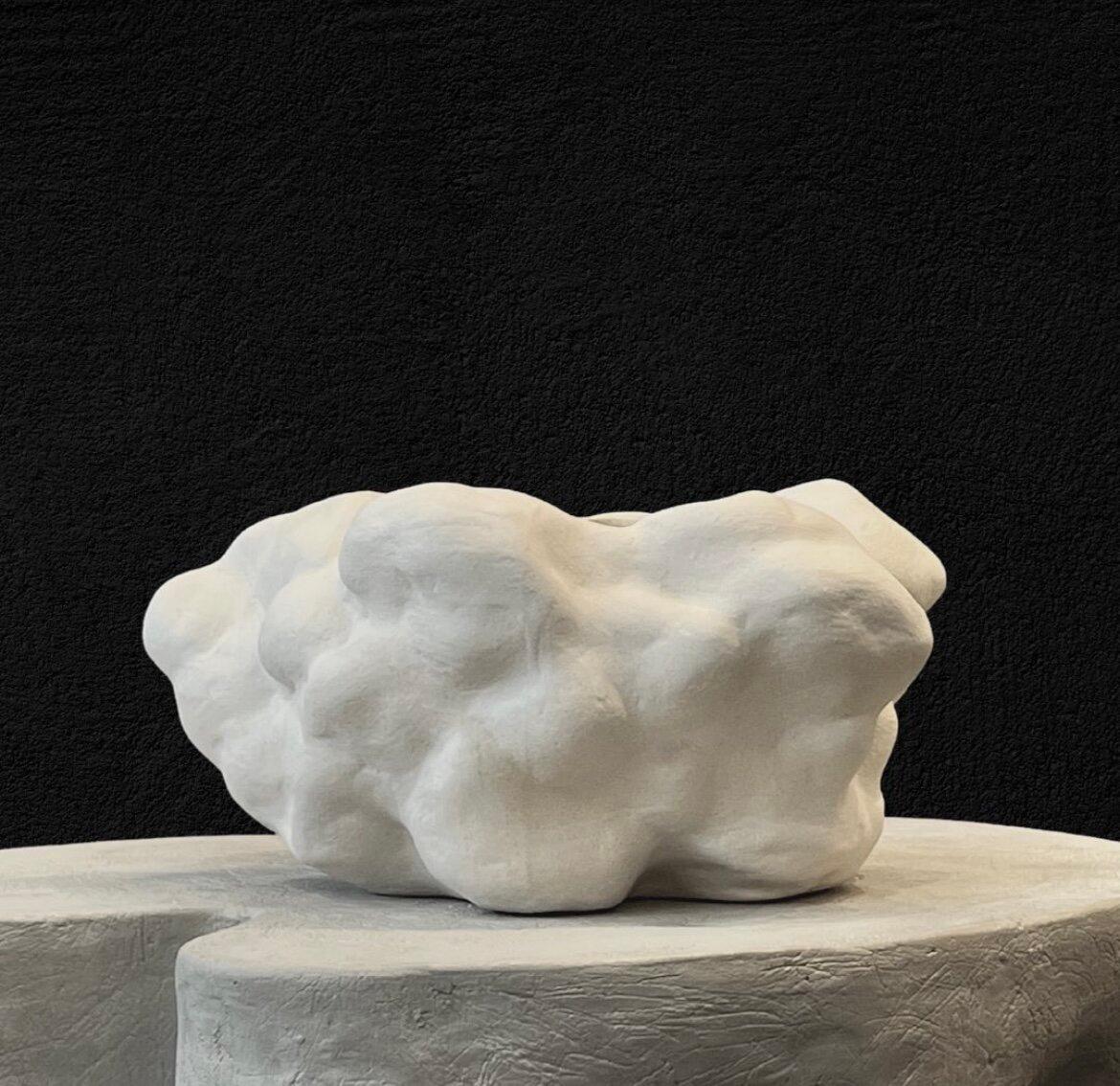 Glazed Organic White Ceramic Cloud Vessel by Hanna Englund Ceramics For Sale