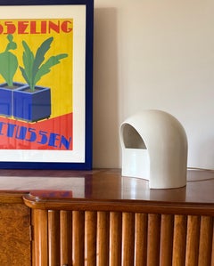Lámpara de mesa de cerámica blanca orgánica, Italia 1970