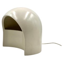 Lámpara de mesa de cerámica blanca orgánica, Italia 1970