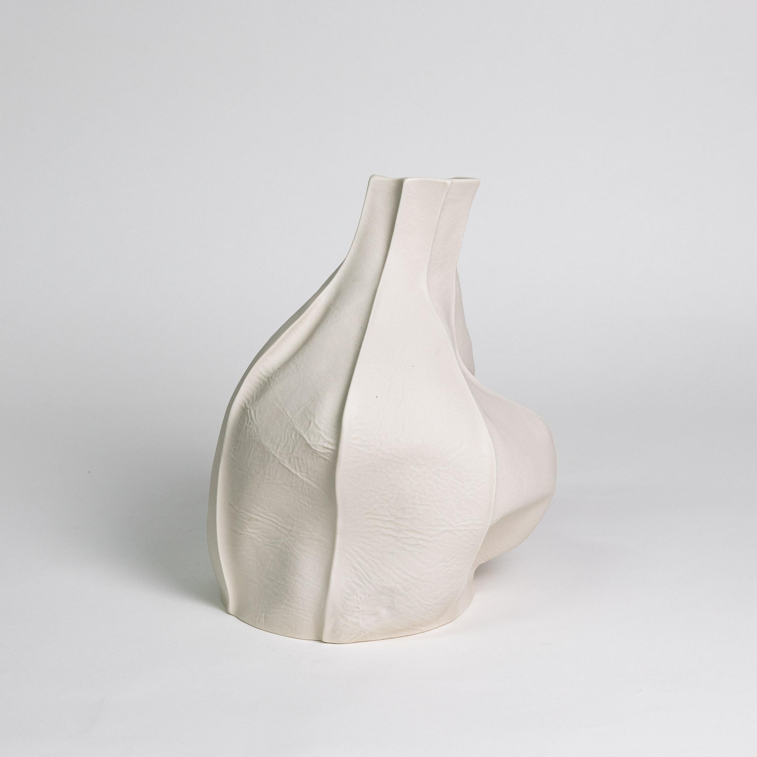 Modern Organic White Ceramic Vase, Kawa Vase 10, Handmade Sculptural Porcelain object For Sale