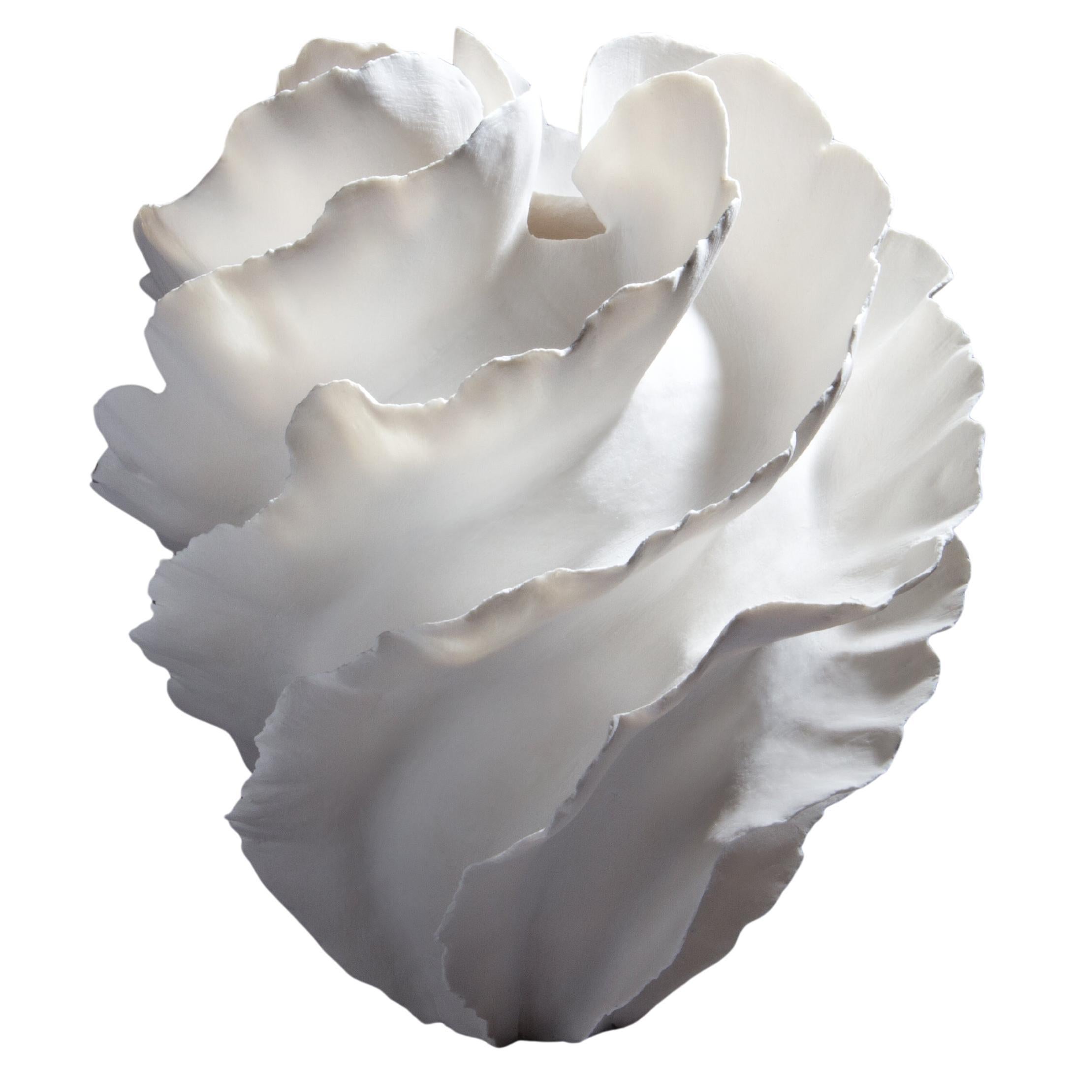 Undulating White Organic Porcelain Sculpture, Sandra Davolio For Sale