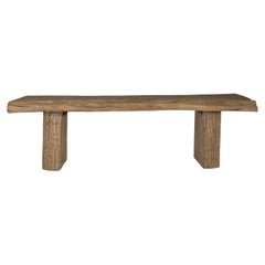 Organic Wood Console with Stump Base
