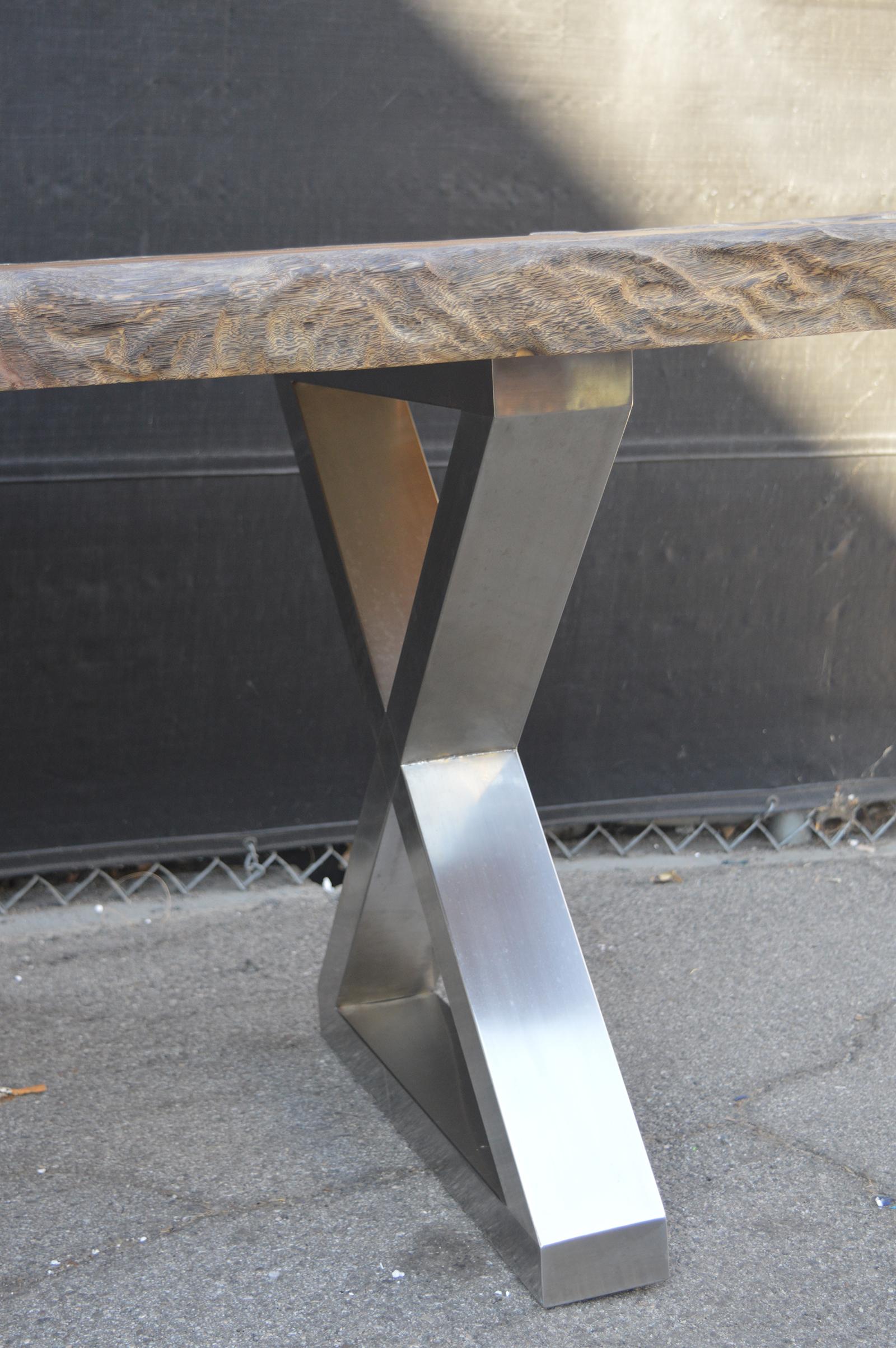 wood dining table with chrome legs