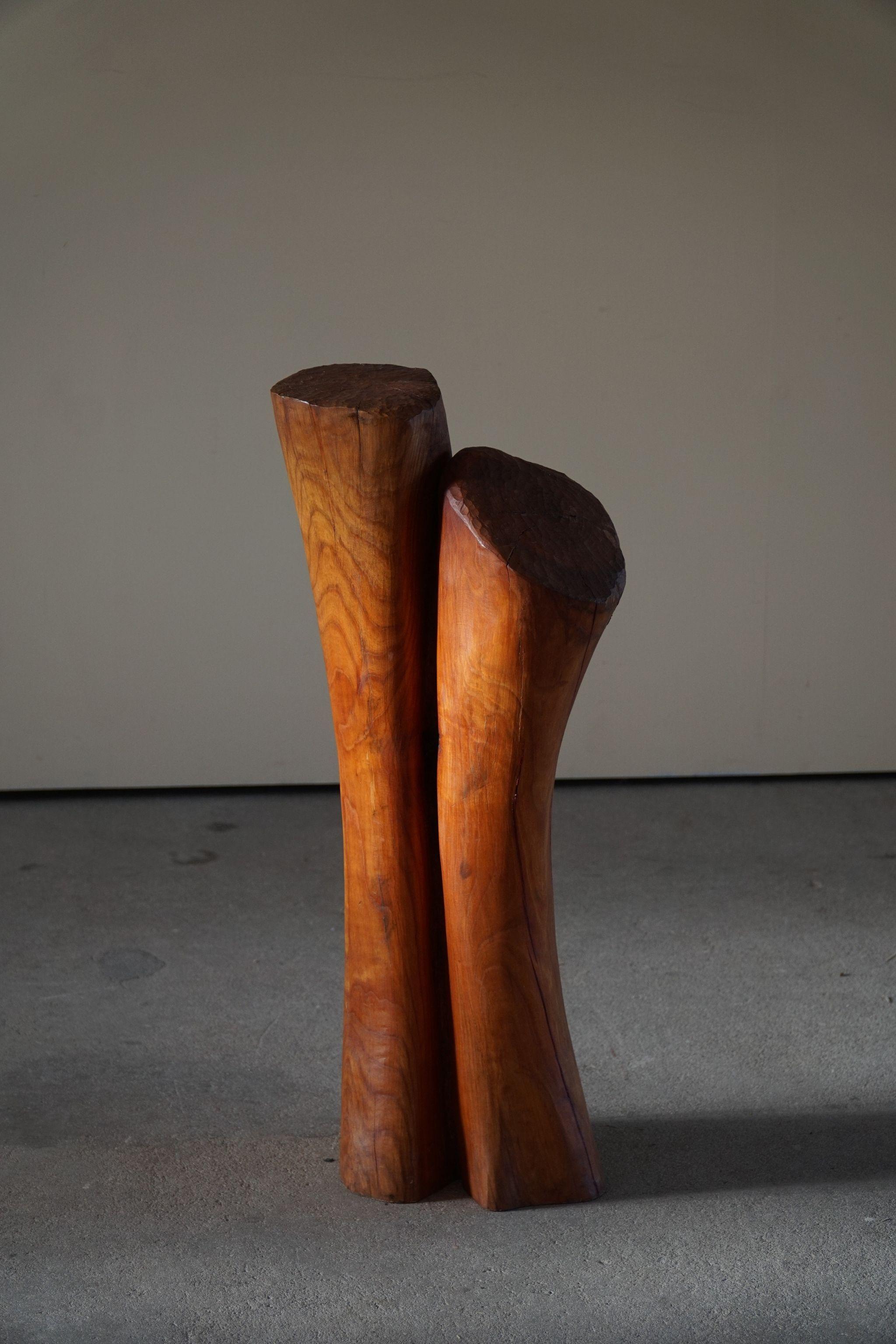 Hand-Carved Organic Wooden Sculpture by Danish Artist Ole Wettergren, 1990s For Sale