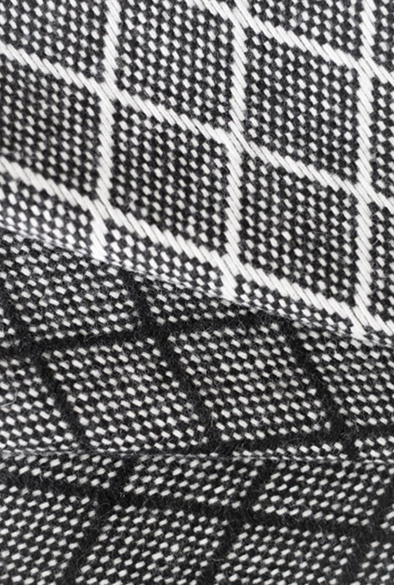 Organic Wool Blanket/Throw in Black Diamond Pattern made in Portugal