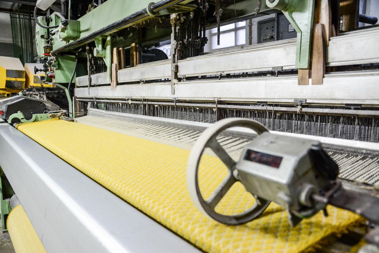 Organic Wool Blanket or Throw in Yellow Diamond Pattern Made in Portugal 4