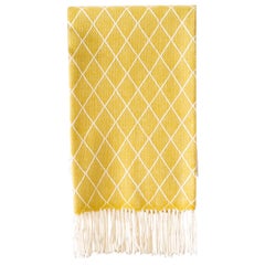 Organic Wool Blanket or Throw in Yellow Diamond Pattern Made in Portugal