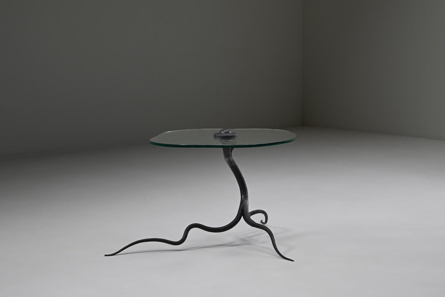 Belgian Organic wrought iron side table, 1970s Belgium. For Sale