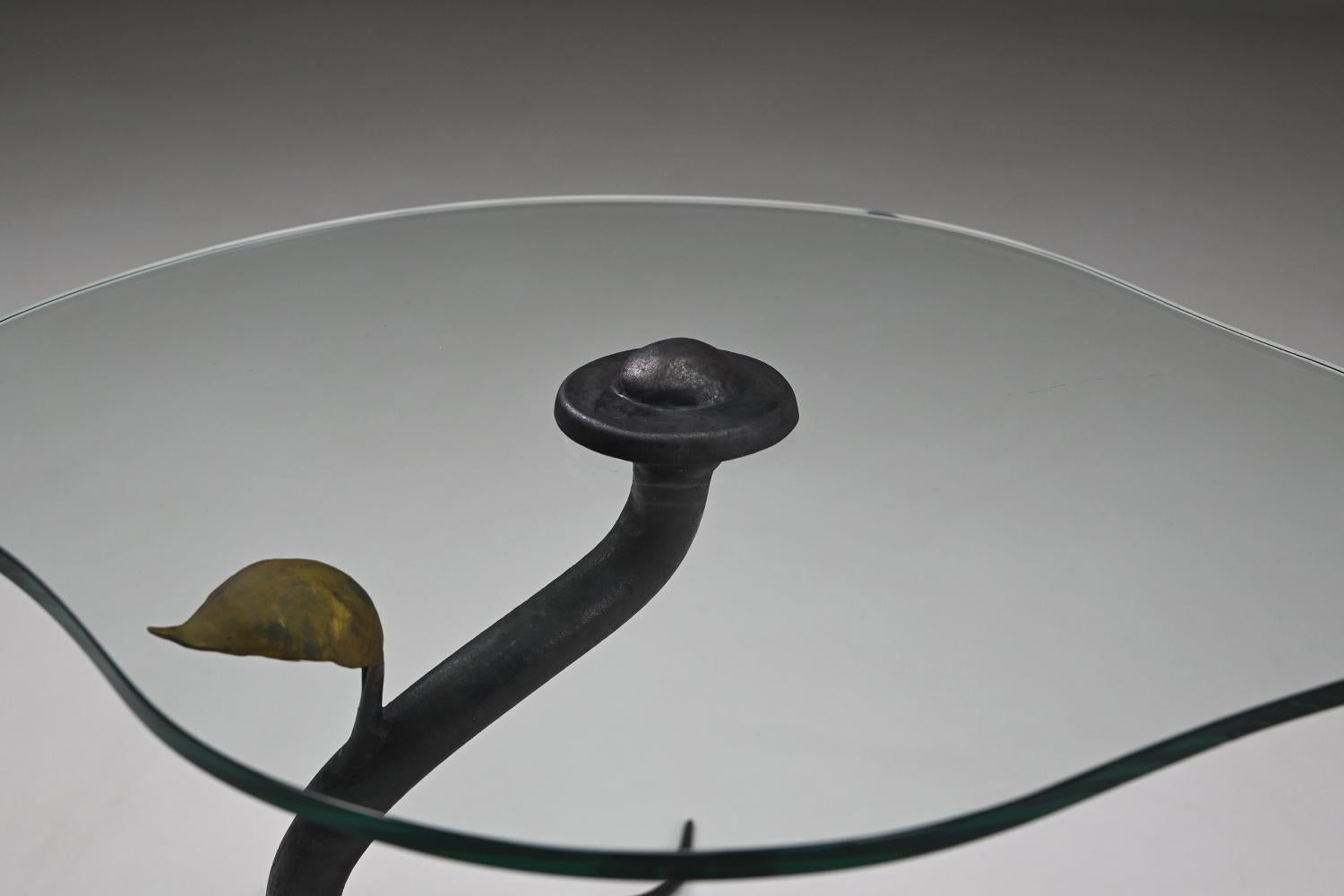 Late 20th Century Organic wrought iron side table, 1970s Belgium. For Sale