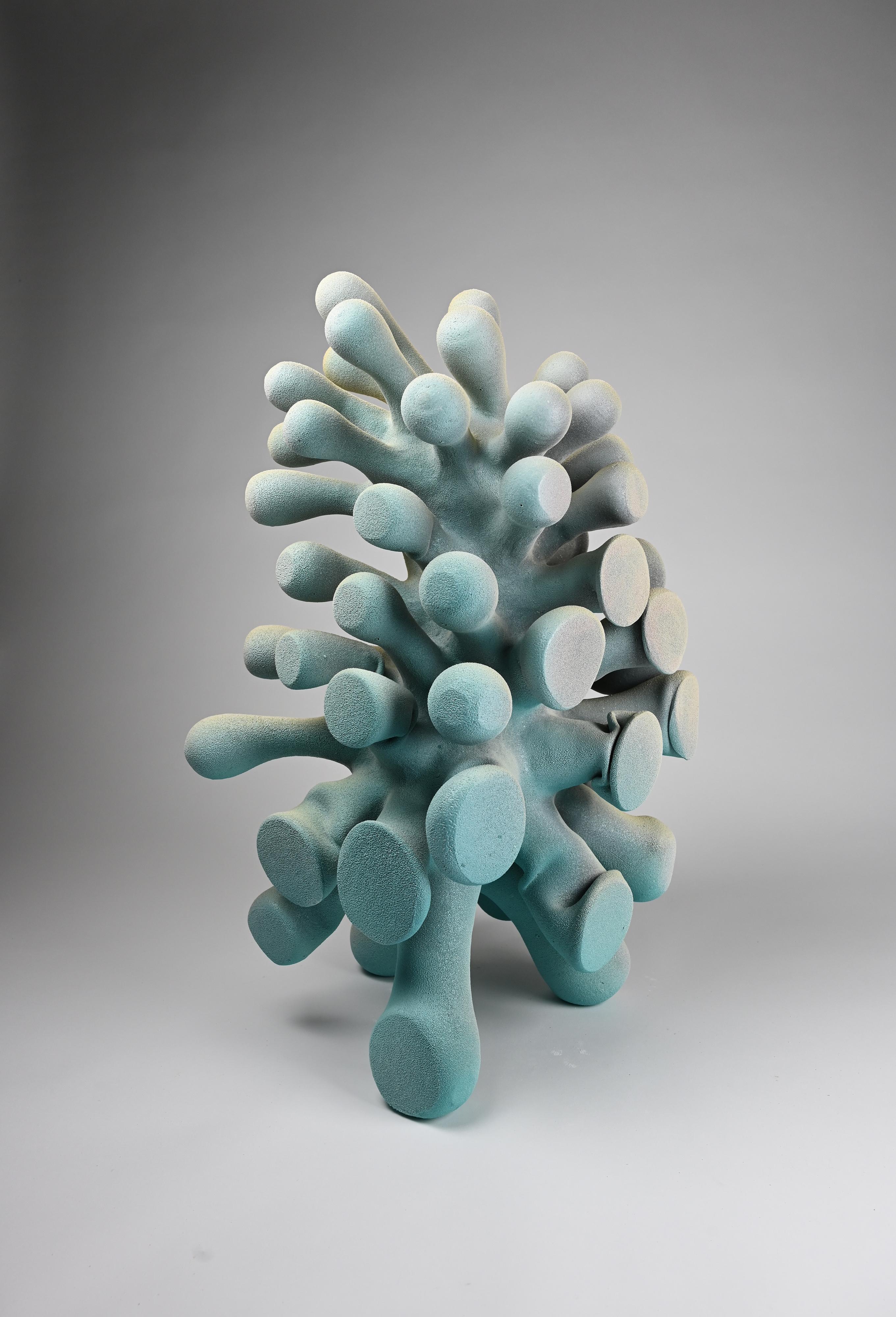Contemporary Organic Yellow and Blue Abstract Sculpture, Toni Losey For Sale