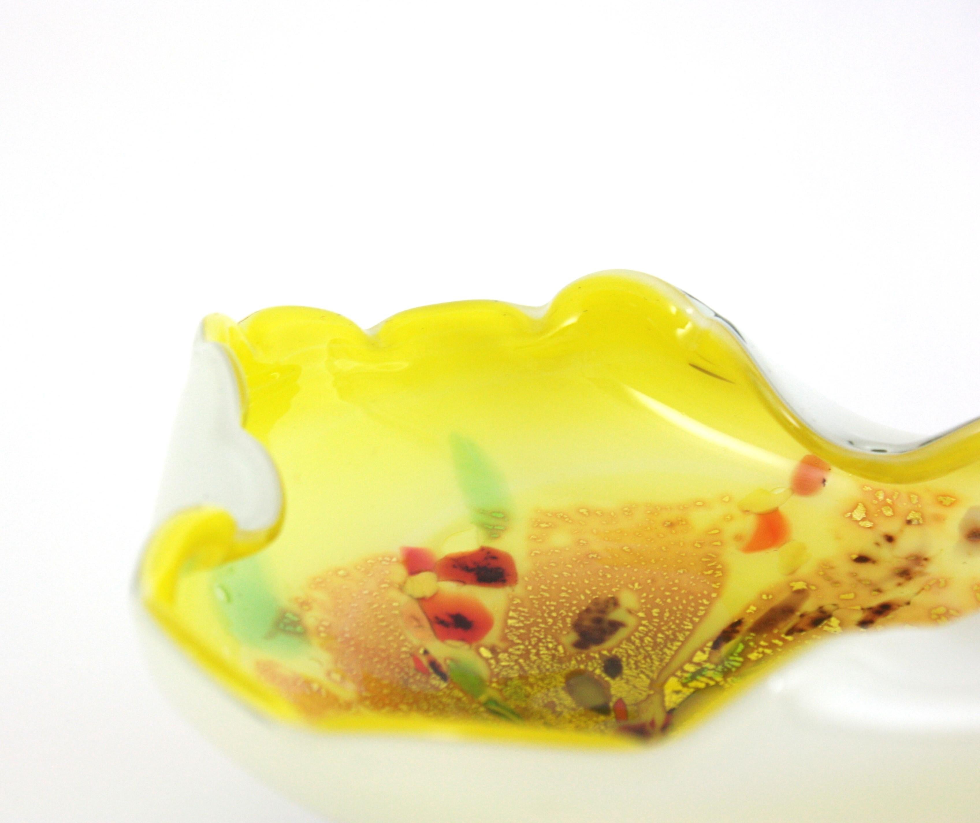 Bio Gelb Weiß Murano Multicolor Murrine Italienische Kunstglasschale im Angebot 6
