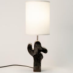 Organica Cactus Ceramic Table Lamp in Charred Metallic Black — Unique Work, 2025