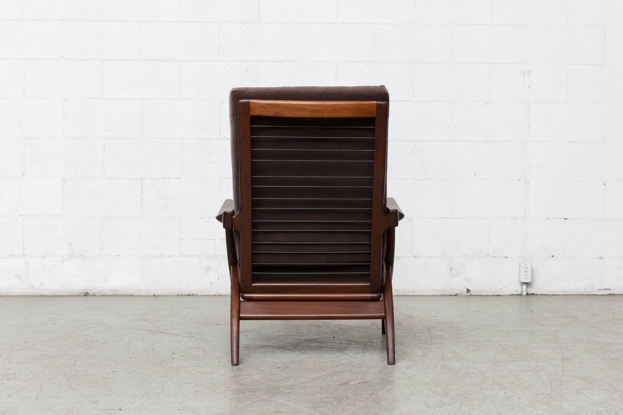 Dutch Organically Carved High Back Teak Lounge Chair