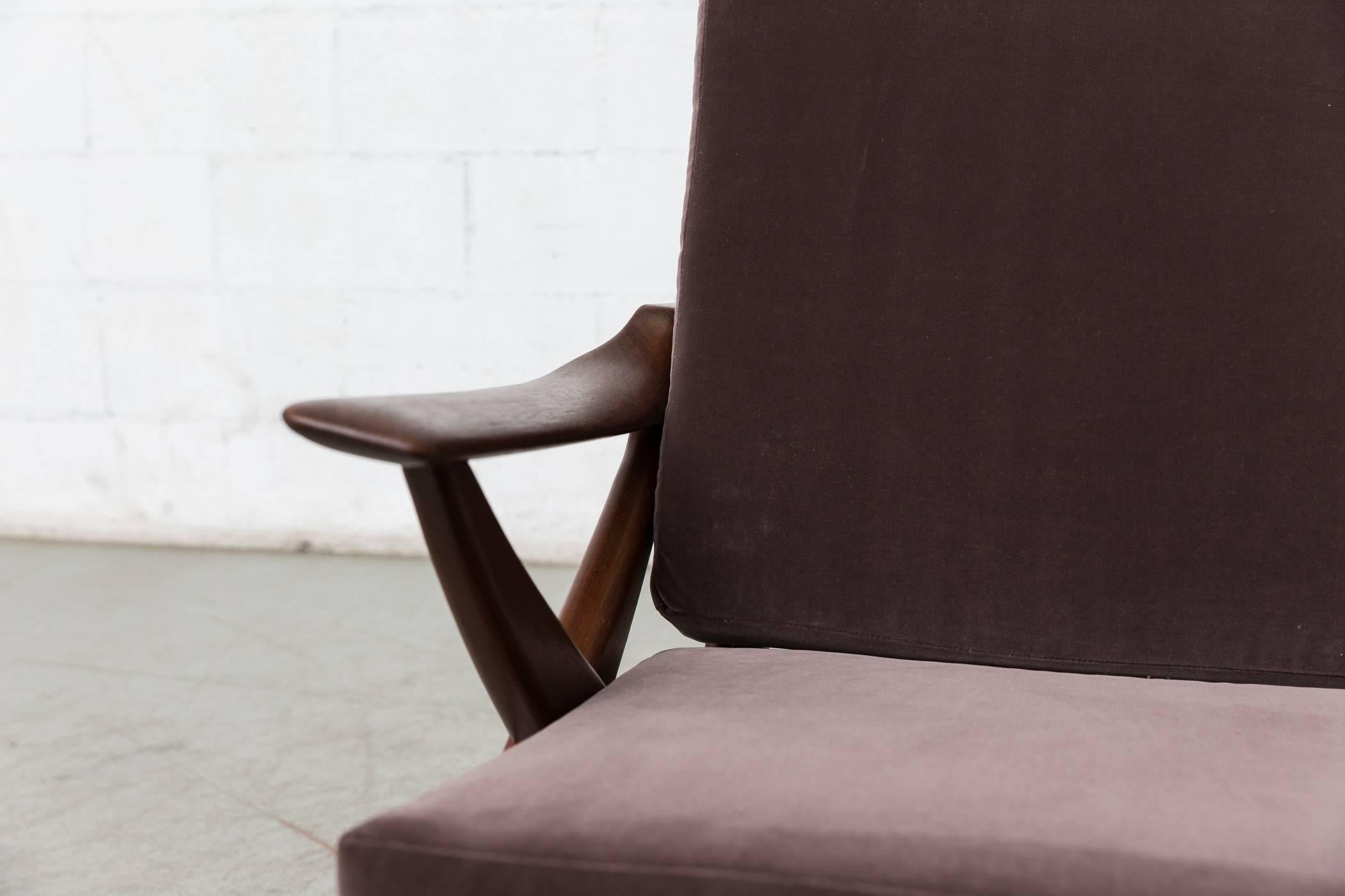 Velvet Organically Carved High Back Teak Lounge Chair
