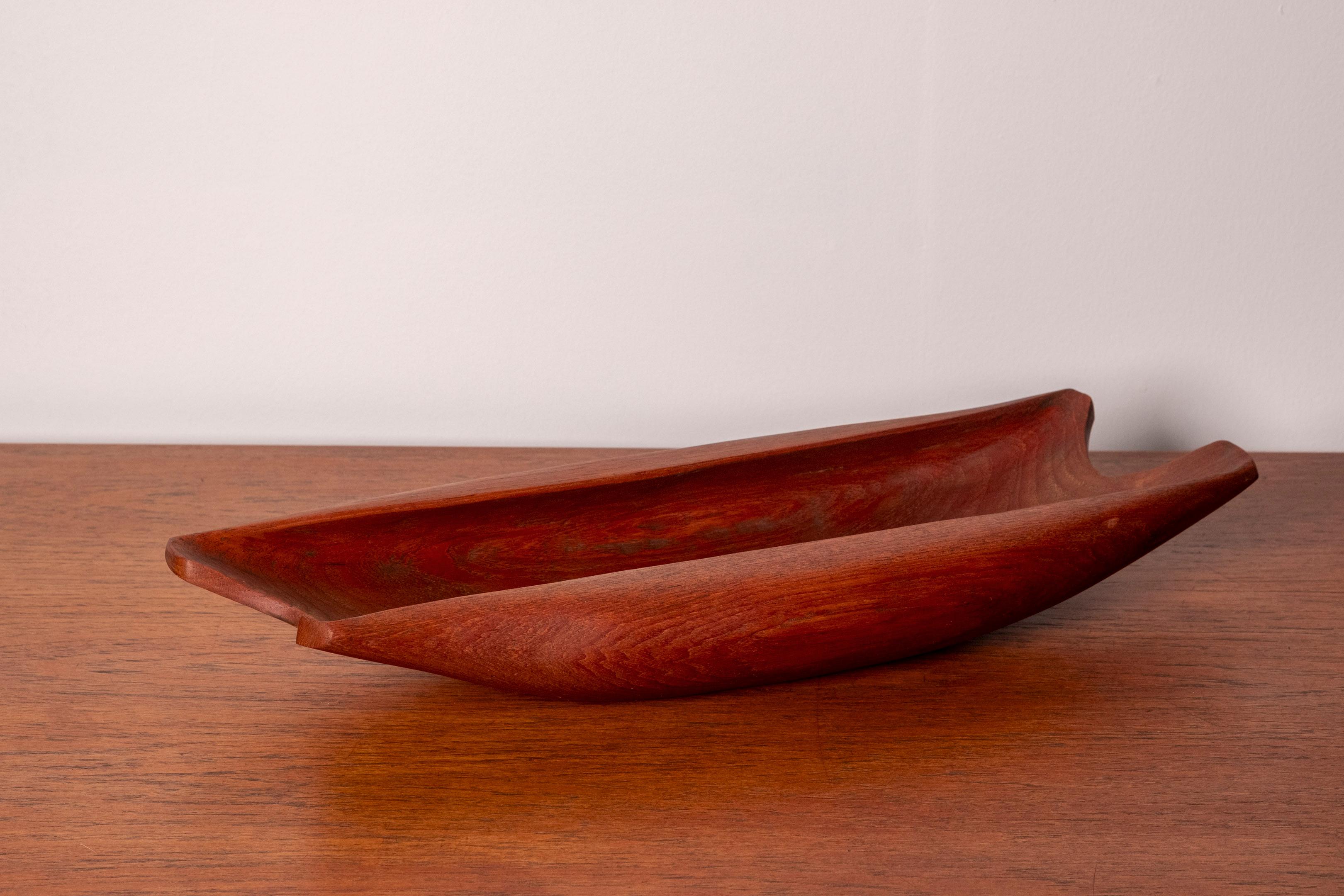 Scandinave moderne Plateau de service en teck organiquement sculpté, années 1950, Danemark en vente