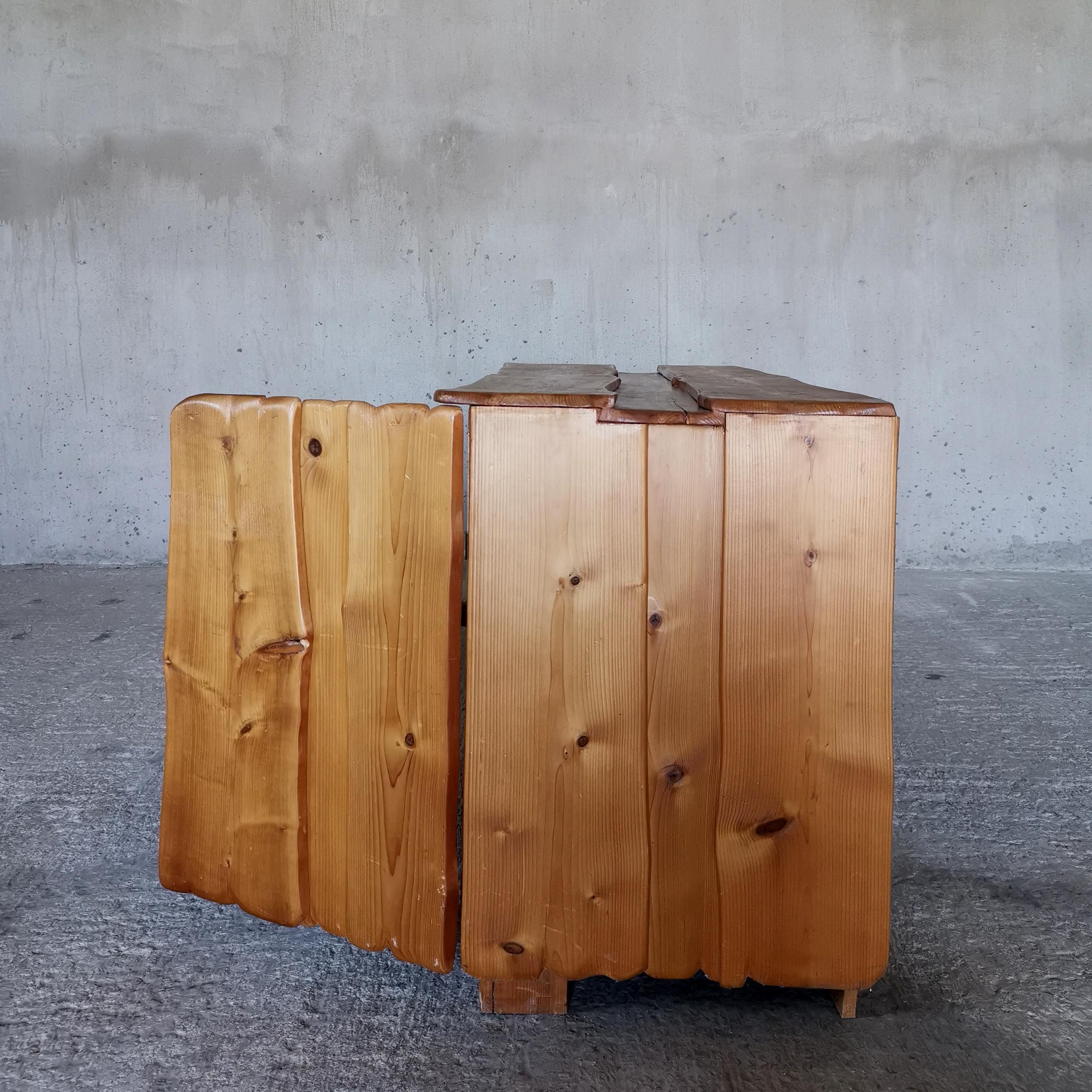 Danish Organically hand sculpted artist sideboard in solid Oregon pine, Denmark 1960s. For Sale