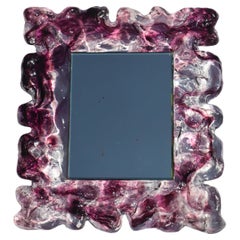 Organically Luxury Mirror made of Purple Murano Glass and Fasetier Mirror, Italy