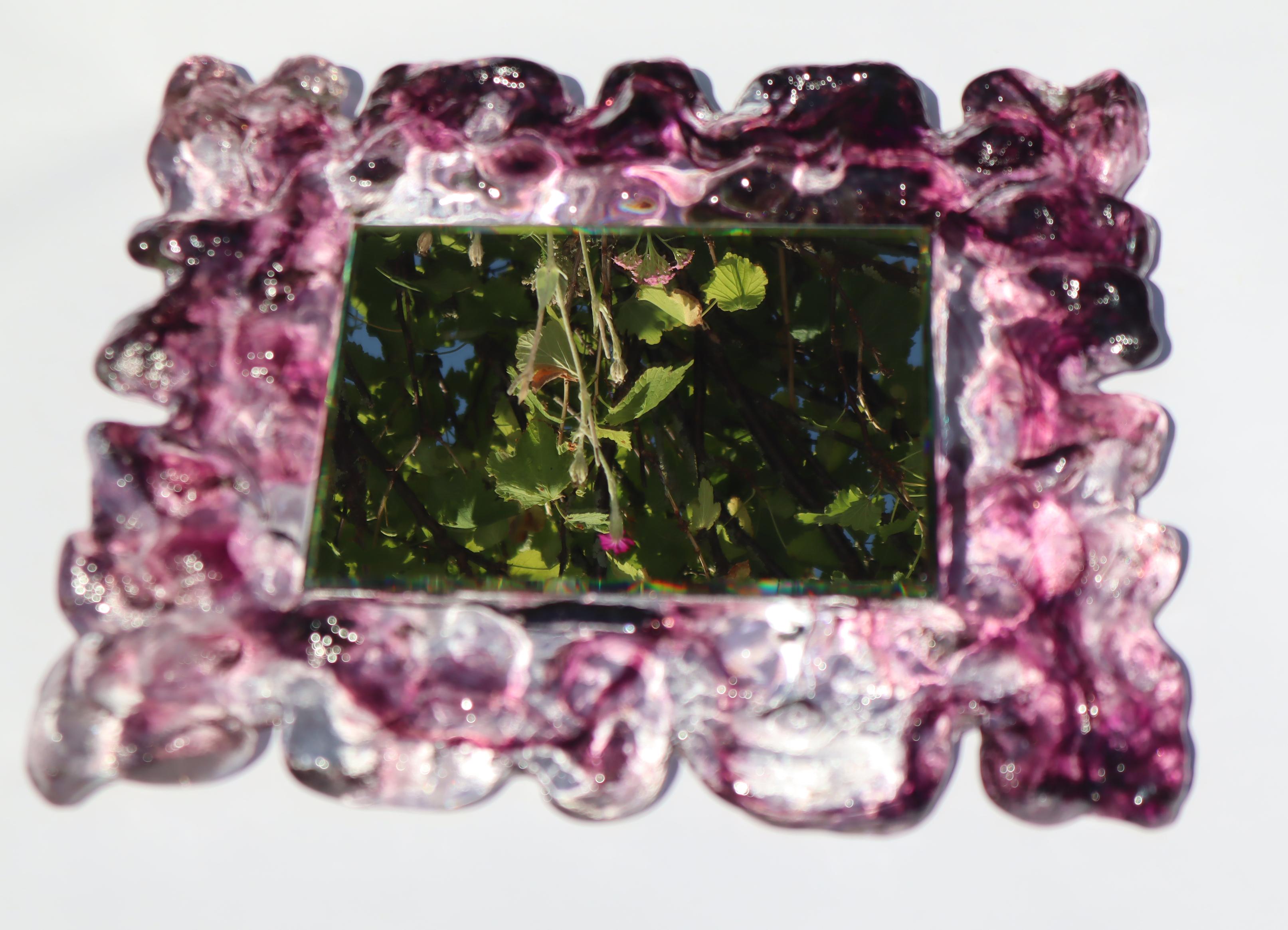 Organischer Luxus-Spiegel aus violettem Murano-Glas und Fasetier-Spiegel, Italien (Italienisch) im Angebot