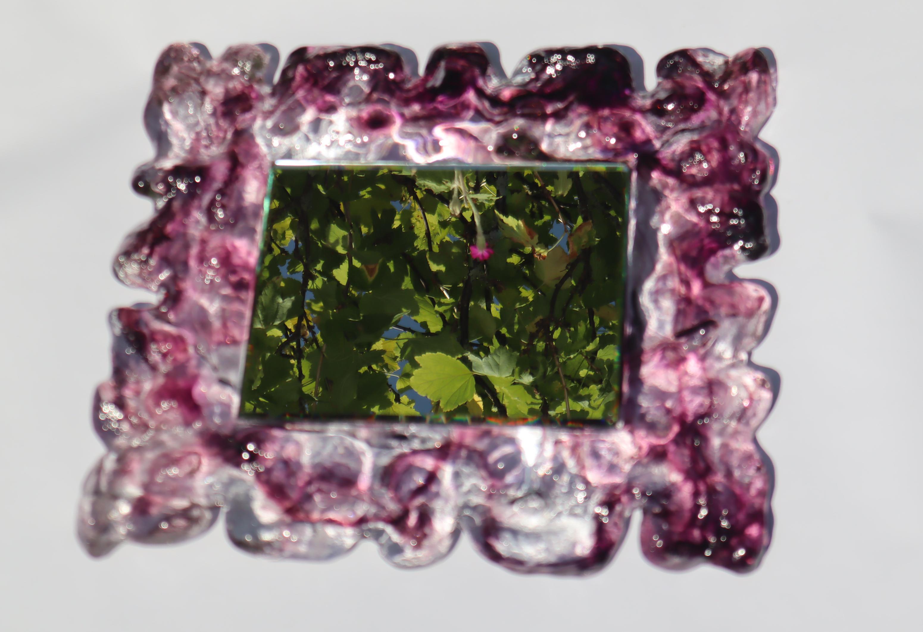 Organischer Luxus-Spiegel aus violettem Murano-Glas und Fasetier-Spiegel, Italien (Mitte des 20. Jahrhunderts) im Angebot