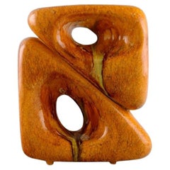 Organically Shaped Freeform Vase in Glazed Stoneware, 1970s