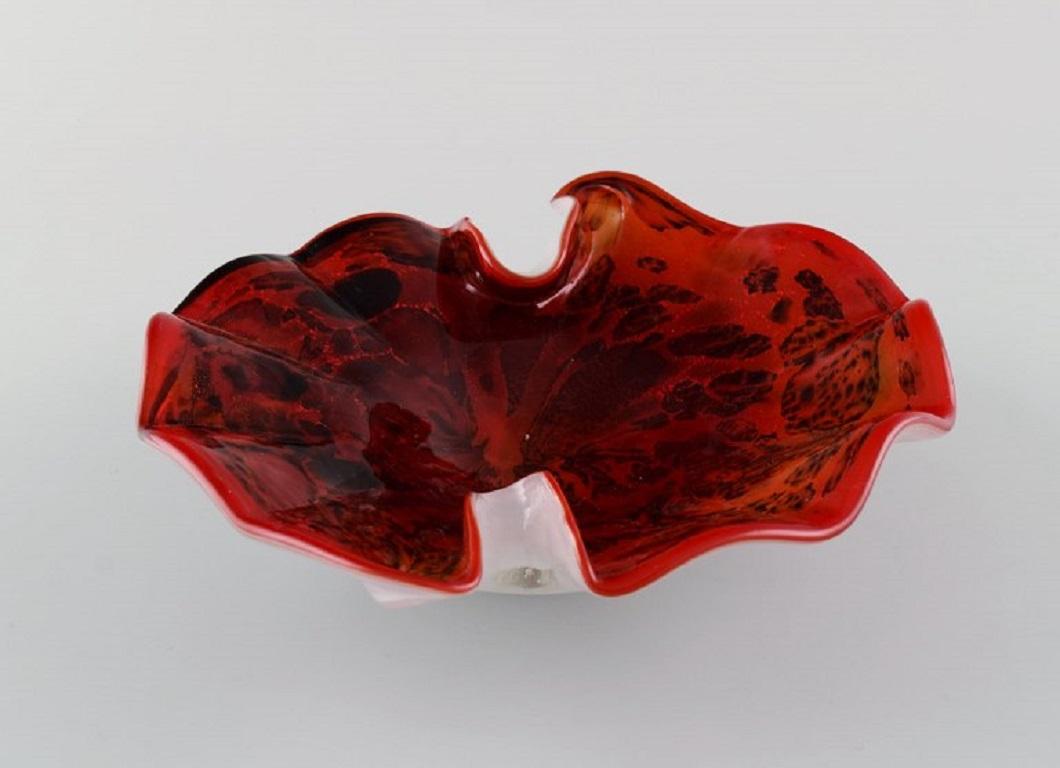Italian Organically Shaped Murano Bowl in Mouth Blown Art Glass, 1960s For Sale